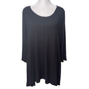 J Jill Wearever Collection Black Tunic Top Scoop Neck 3/4 Sleeve Rayon XL